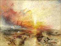 The Slave Ship painting by English Romantic artist J. M. W. Turner c.1840, depiction of nature's power over a typhoon.