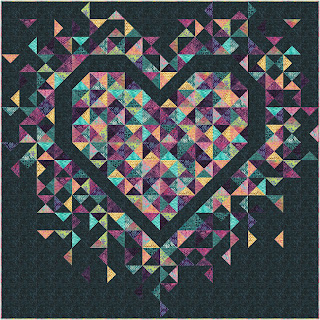 Exploding Heart quilt in Savannah batiks