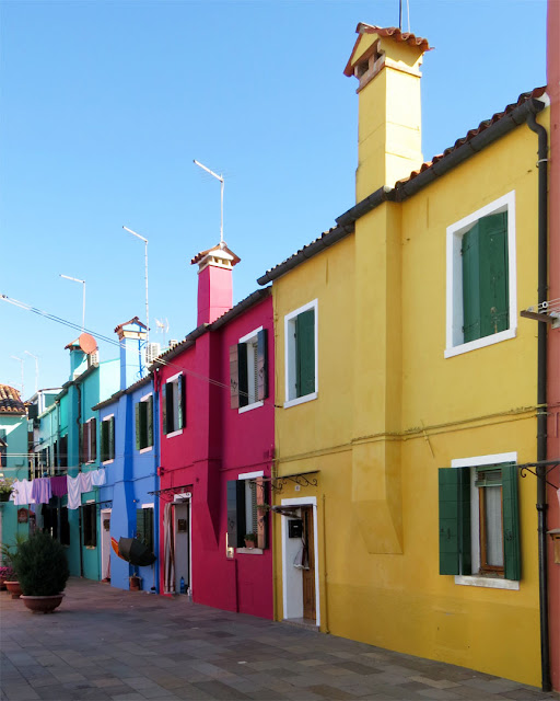 A row of colorful houses, Burano, Venetian Lagoon, Venice