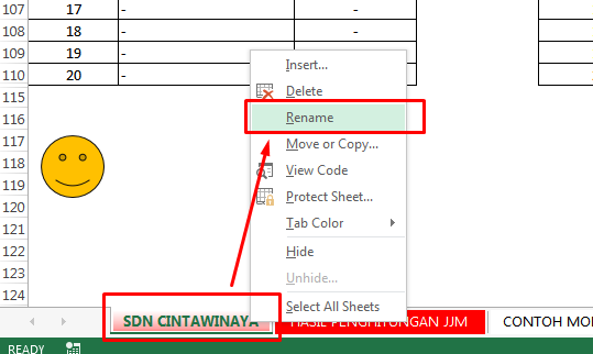 mengganti nama/me rename sheet