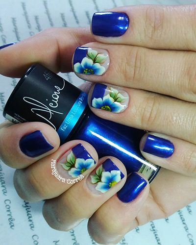 unhas decoradas azuis