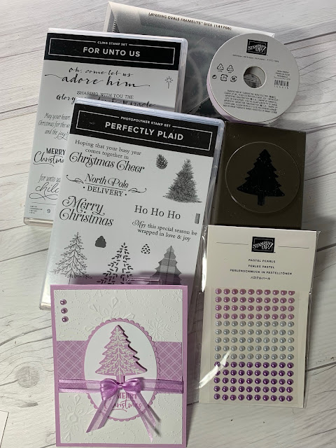 Tools used to create a handmade Christmas Card featuring Stampin' Up! Perfectly Plaid Stamp Set