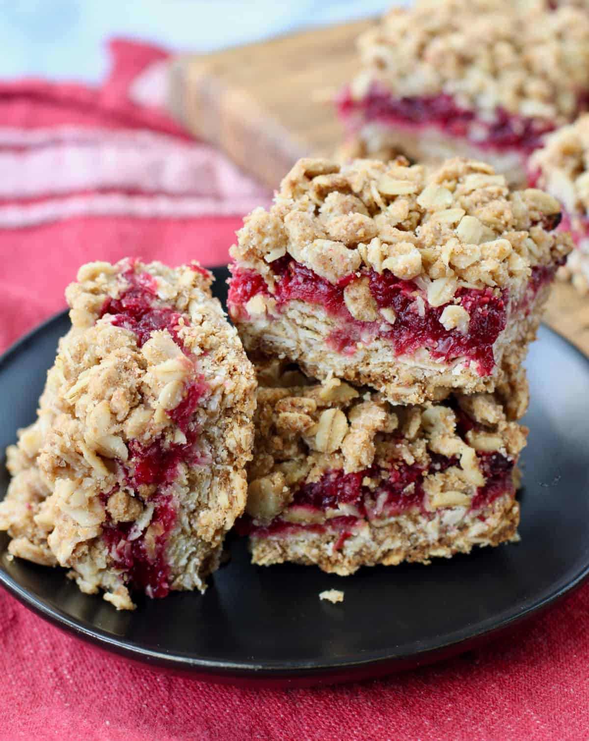 Cranberry Oatmeal Bars on plates.