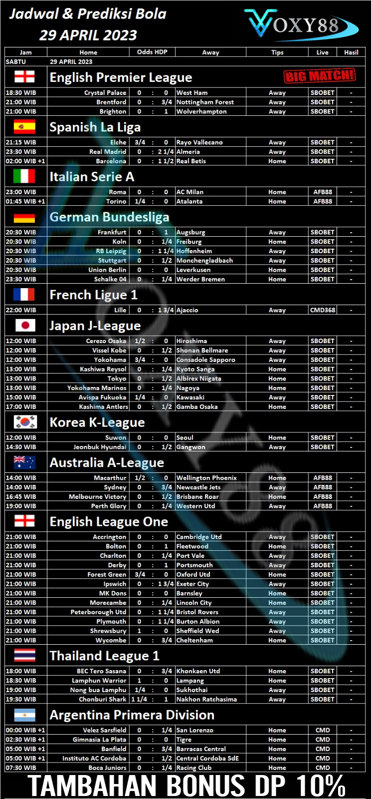 Jadwal Bola Hari ini