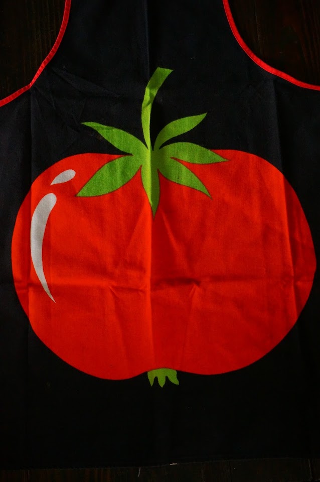 vintage 70s apron tomato tomate années 70 1970s tablier pop