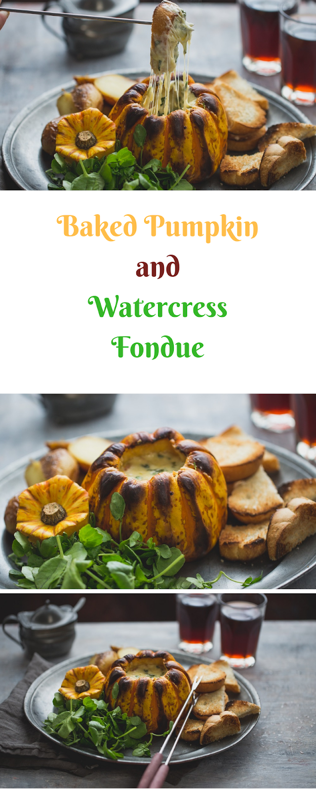 Baked Pumpkin and Watercress Fondue: Autumn Comfort Foods