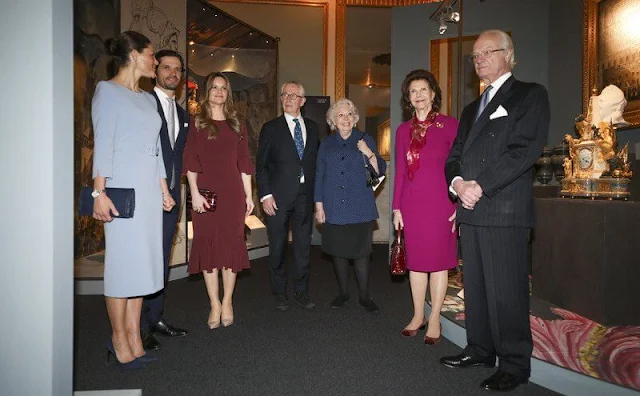 Crown Princess Victoria wore a Jasmyne dress by Andiata. Princess Sofia in Hugo Boss Henryke flounce dress
