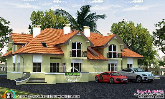 French style sloping roof house architecture