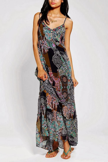 Band Of Gypsies Scarf-Print Chiffon Maxi Dress 