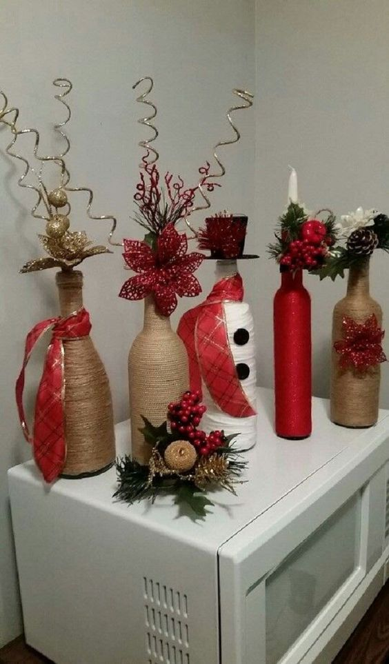 Decoração de Natal sem gastar muito: garrafas decoradas