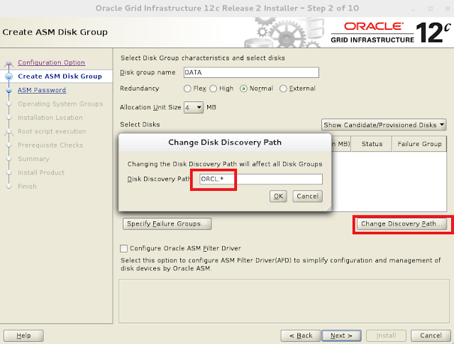 Oracle 12c grid infrastructure installation wizard screen 2