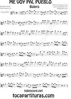 Partituras de Me Voy Pal Pueblo Bolero en Clave de  Do para Viola y otros instrumentos en Clave de Do en 3º Línea Sheet Music for Viola in C Clef Music Scores