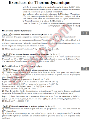 Exercices de Thermodynamique s1 SMPC MIP