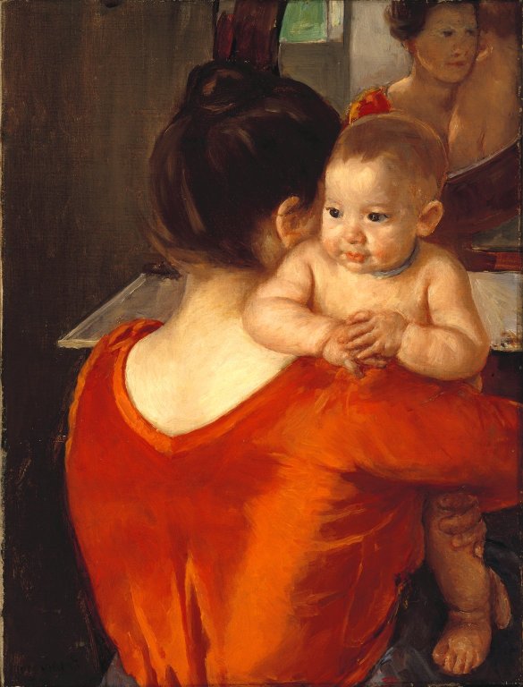 Woman In Red Bodice And Her Child