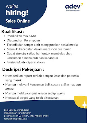 Lowongan Kerja / Job Vacancy : ADEV Natural Indonesia
