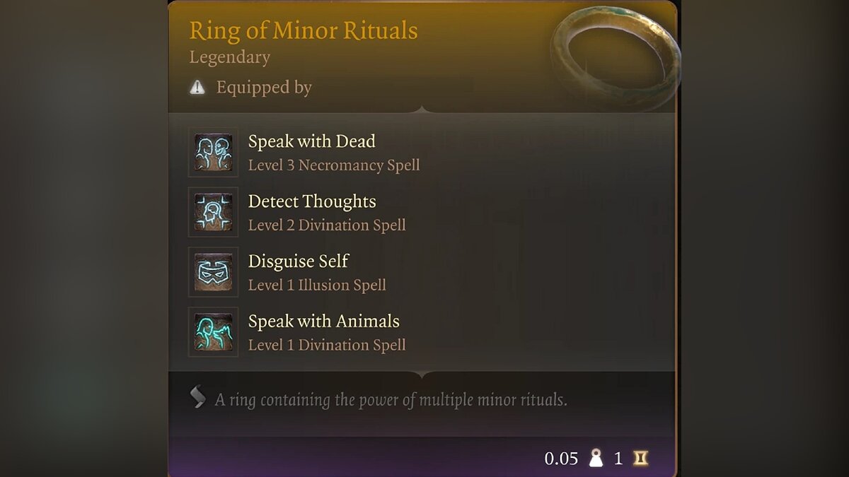 Ring Of Minor Rituals - free access to non-combat spells