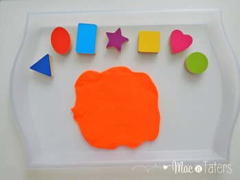 Shape Puzzle Piece Playdough Stamping: This activity is the perfect tot tray idea for your toddlers and preschoolers, especially those who love playdough. 