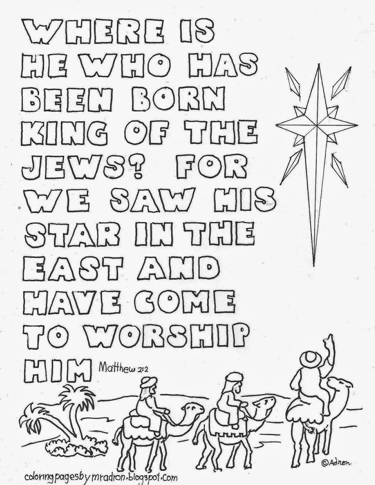 Matthew 2 2 Wise men And Star Printable Coloring Page
