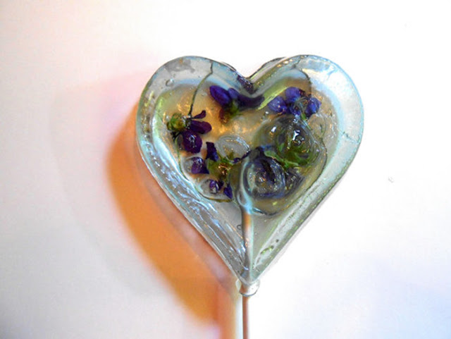 lollipops decorated with flower petals