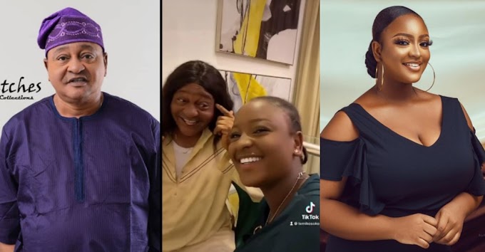 Reactions as Veteran Yoruba Actor, Jide Kosoko rocks a wig with his daughter on a Tik Tok video