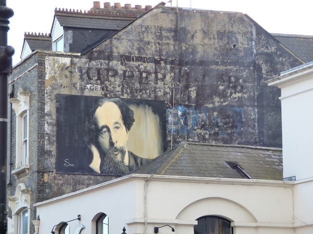 Ghostsign and Charles Dickens mural on Rochester High Street, Kent