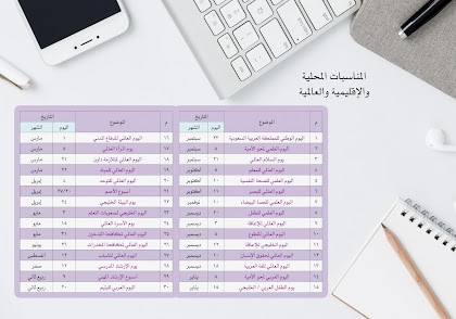 انفوجرافيك المناسبات المحلية والإقليمية والعالمية 1440