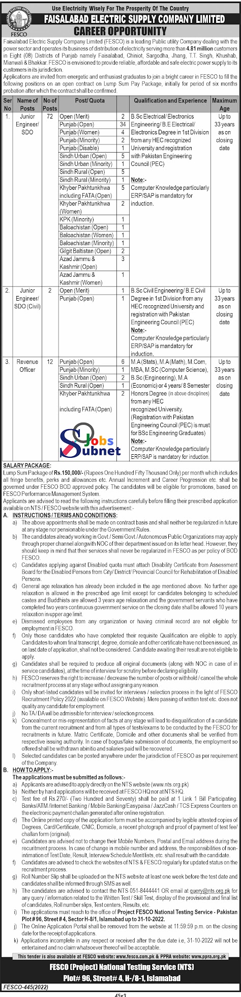 Faisalabad Electric Supply Company Limited Jobs 2022