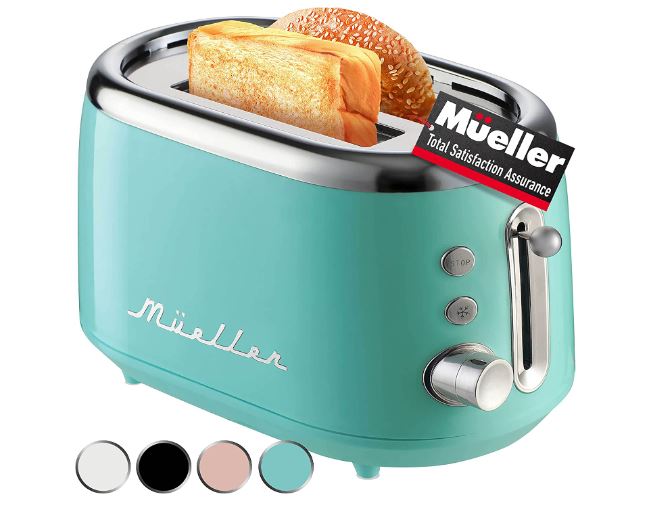 MUELLER HOME Retro Toaster 2 Slice with 7 Browning Levels