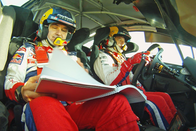 Sebastien Loeb and Daniel Elena in car