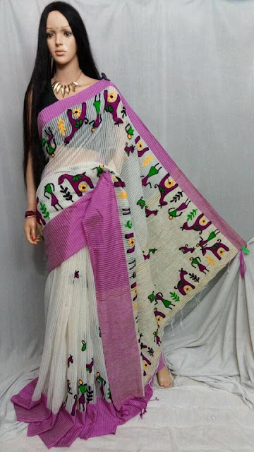 Trendy printed pashmina silk saree