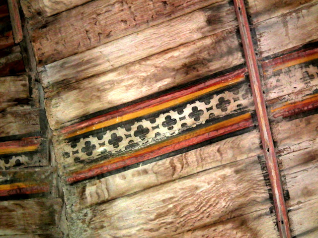 Medieval painted wooden vaulted ceiling in a chapel, Indre et Loire, France. Photo by Loire Valley Time Travel.