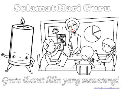 Poster Selamat Hari Guru - Gambar Mewarna  Colouring Picture