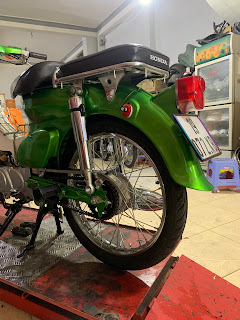 Sơn, dọn mới Honda Cub màu xanh bóng cực đẹp