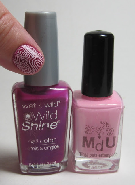 Bottle shot:  Wet 'n Wild Fashionista Lisa, and MdU Pastel Pink.