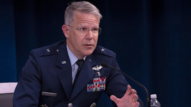 Medical Advisor to the Department of Defense Coronavirus Task Force Air Force Brig. Gen. Paul Friedrichs  answers questions and speaks to the media during press briefing on DOD COVID-19 testing, July 30, 2020  in the Pentagon Briefing Room. (DoD photo by Marvin Lynchard)
