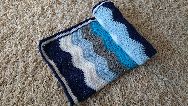 Baby Boy Crochet Blue Ripple Blanket Attic 24 Pattern