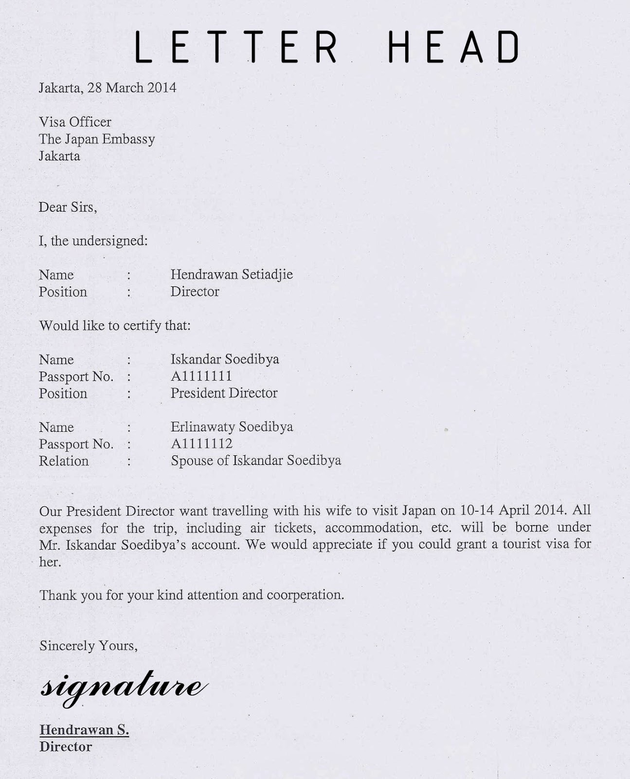 Catatan Iseng: Sponsorship Letter to Japan Embassy in 