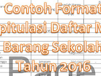 Contoh Format Rekapitulasi Daftar Mutasi Barang Sekolah Tahun 2016 dengan Microsoft Excel