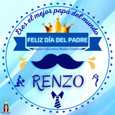 Solapín Nombre Renzo para redes sociales por Día del Padre