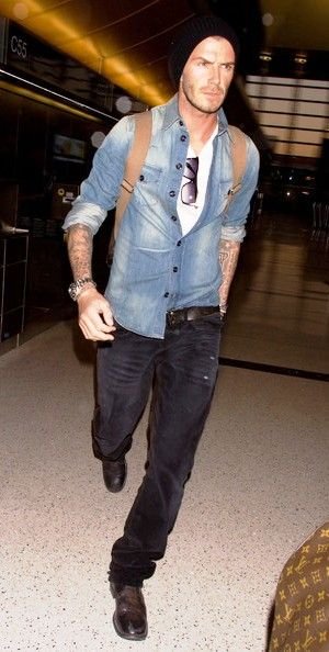 David Beckham denim outfit