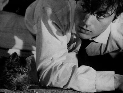 It's a very young Alain Delon with a very young fluffy friend