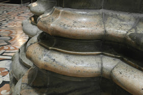 marble carved pillars of the Duomo Cathedral Milan, Italy