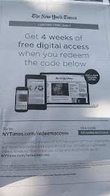 NYT 4 week subscription code printscreen