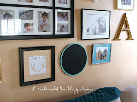 Gallery wall with turquoise accents