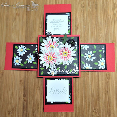 Rhapsody In Craft, Poppy Parade, quadruple slider card, slider card, friendship card, fancy fold card, Well Written Dies, Medium Daisy Punch, #colourcreationsshowcase, Saleabration 2021, Stampin' Up!