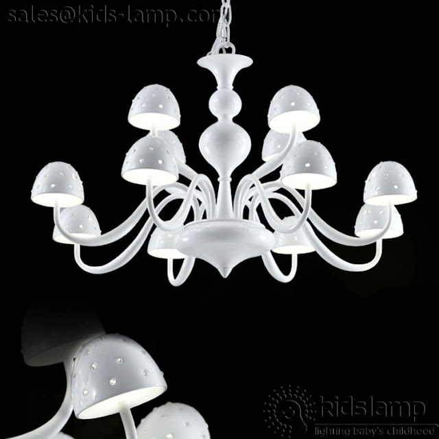 FUNKY WHITE CREAM MUSHROOM ART DECO CHANDELIER