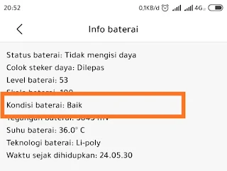 Cara cek baterai health xiaomi