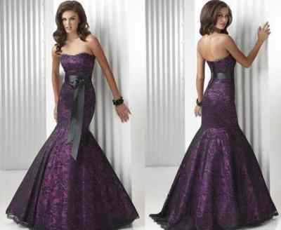 Purple and Black Wedding Dress Designs Ideas