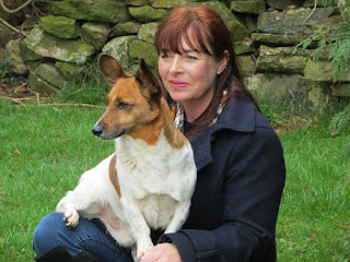 Portrait of Jane Gething-Lewis with one of her dogs