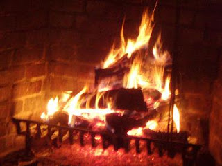 roaring open fire